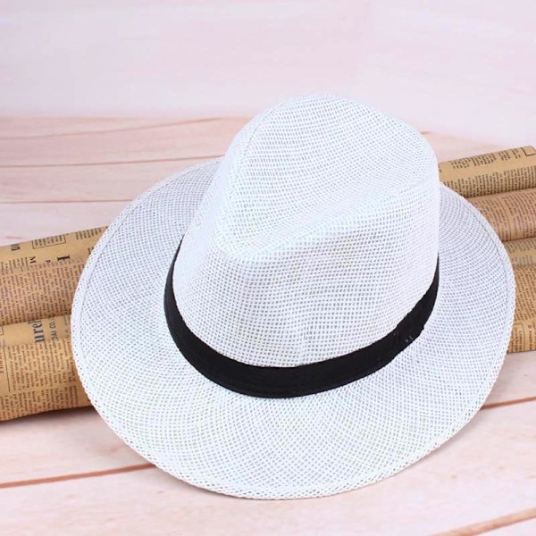 Herrar Halm Panamahatt Håndlaget Cowboyhatt Sommer Strand Reise Solhatt a a one size