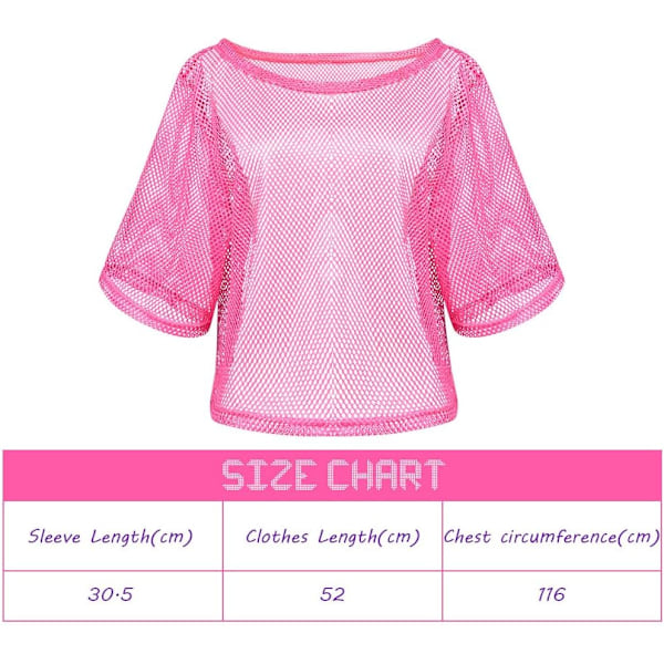 80-luvun neonväriset juhla-asusteet, 1980-luvun retro-teemajuhlien koristeluasu naisille tytöille T-paita-pinkki punainen T-shirt-pink red One size