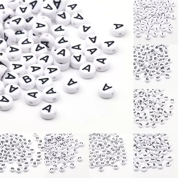7x4mm akryyliset aakkoshelmet DIY-korujen valmistukseen 50/100/200kpl[YD] D