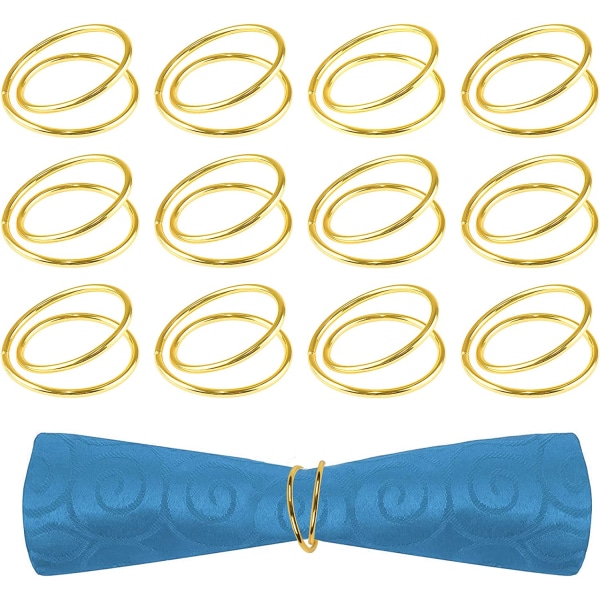 Servietringe - Sæt med 12 guld metalspiral servietringe
