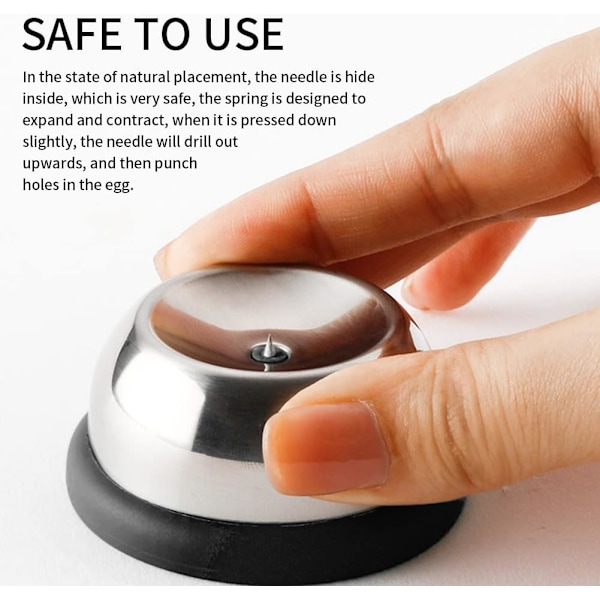 Eggeprikker, eggdeler i rustfritt stål, eggåpnerverktøy, halvautomatisk eggprikker hullsepareringsverktøy for hardkokt egg Black