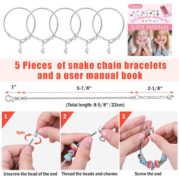 Flickor Armband Tillverkning Kit, Pärlade Berlocker, DIY Smycken Gåvor