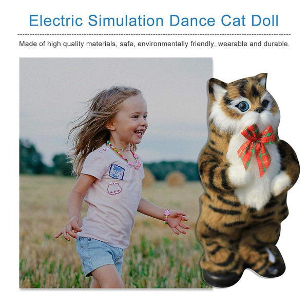 Elektrisk Söt Simulering Katt Gul Katt Sjungande och Dansande Kattdocka Present Barn Interaktiva Leksaker Present (Brun)