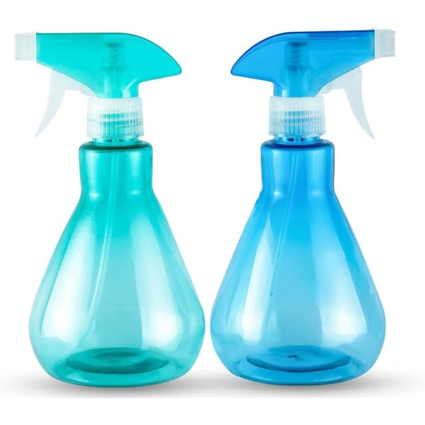 2 stycken| Tomma dimvattensprayflaskor för rengöring, trädgårdsarbete, frisör| 500 ml (blå och grön)