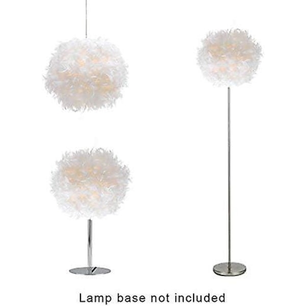 Fjederljusskjerm for taklampa, fluffig lampeskjerm Lampeskjerm for bordslampa og golvlampe, soveromsdiameter 30cm, vit