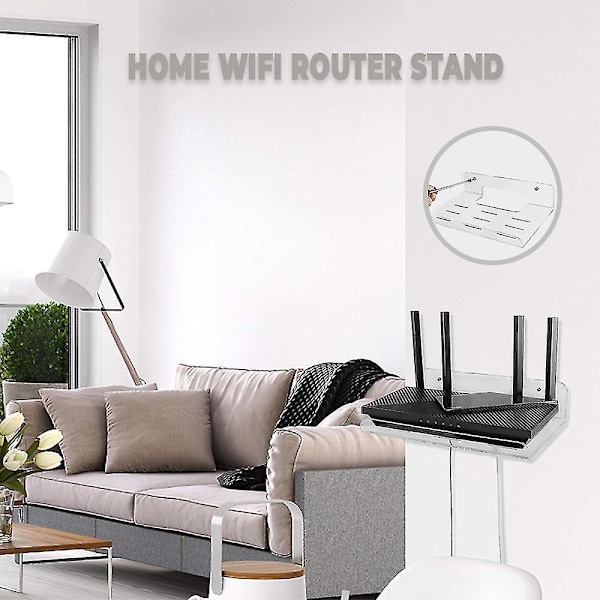 WiFi-routerhylla Väggmonterad Akryl med Kylfläns för Hem