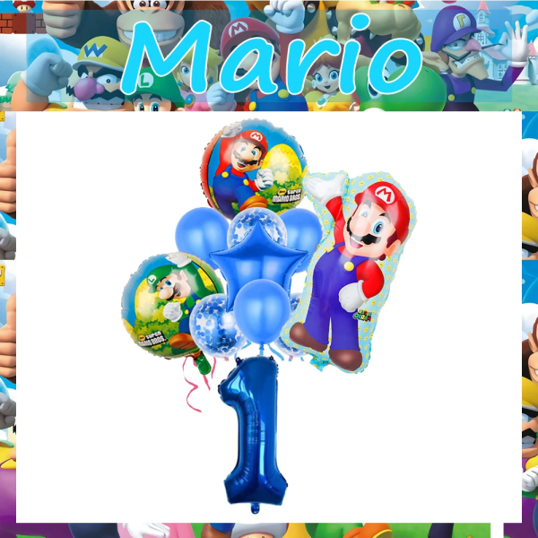 Marioed Super Bro -koristeilmapallot juhliin, syntymäpäiväjuhliin, koristeluun, pojille, juhlatarvikkeet, vauvakutsuille, perheelle, foliolatksipallo A Ballon 11Pcs-1