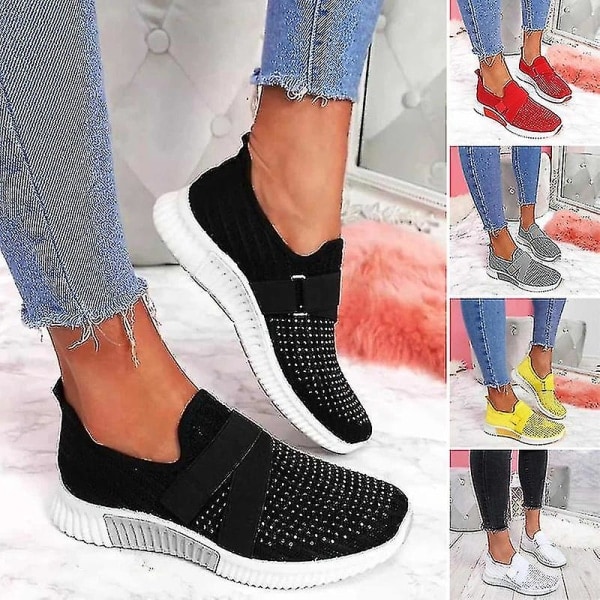 Slip-on sko med ortopædisk sål Damemodesneakers Platformsneaker til kvinder Vandresko Sort 38