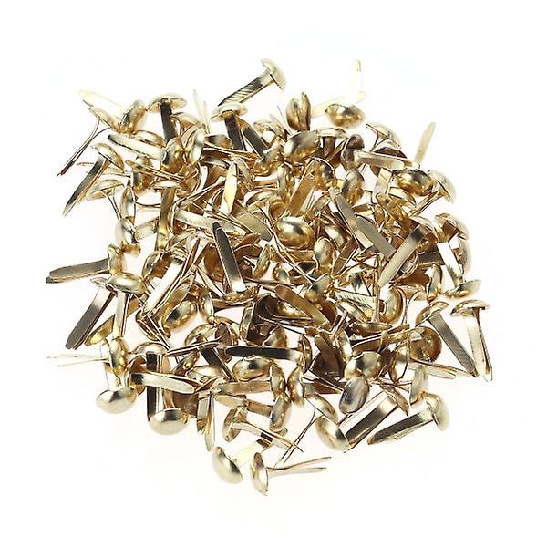 100 st Mini Brads blandade färger Runda Brad Pastell Brads för scrapbooking hantverk Stämpling och gör-det-själv - 5,5x11mm (gyllene)