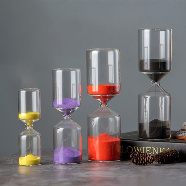 Sylindrisk glass Sandglass Multifunksjonell Sandglas Timer Personlig skrivebordsdekorasjon Gul