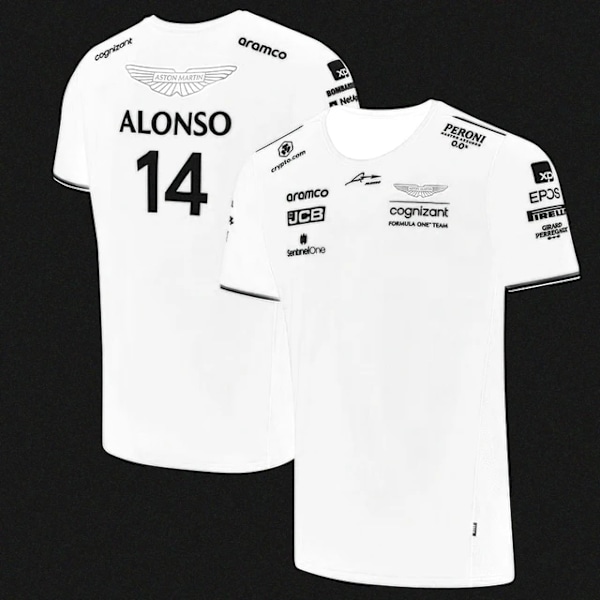 2023 Aston Martin F1-kollektion Alonso #14 T-shirt vit white M