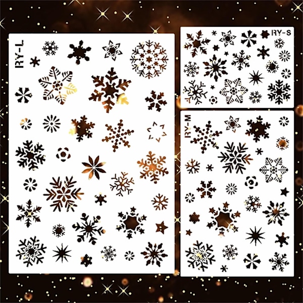 Jul ihålig snöflinga form DIY stencil väggmålning album mall