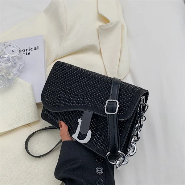 Dametaske Trend højkvalitets tyk kæde Bright Diamond Luksus Designer Crossbody-tasker Mode Sadeltaske Type Type 6 L21cm W14cm H6cm
