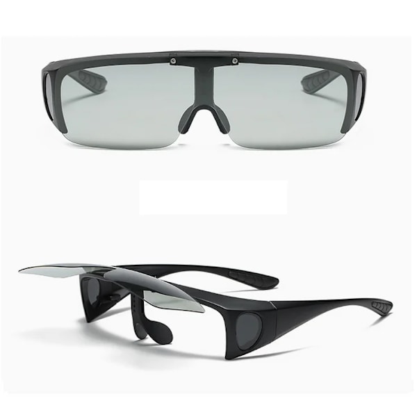 Ny polariseret linse til mænd Kørsel Fiskeri Solbriller Cover Til Myopi Briller Flip Polaroid Solbriller Oculos De Sol Masculin Flip Discolor gray