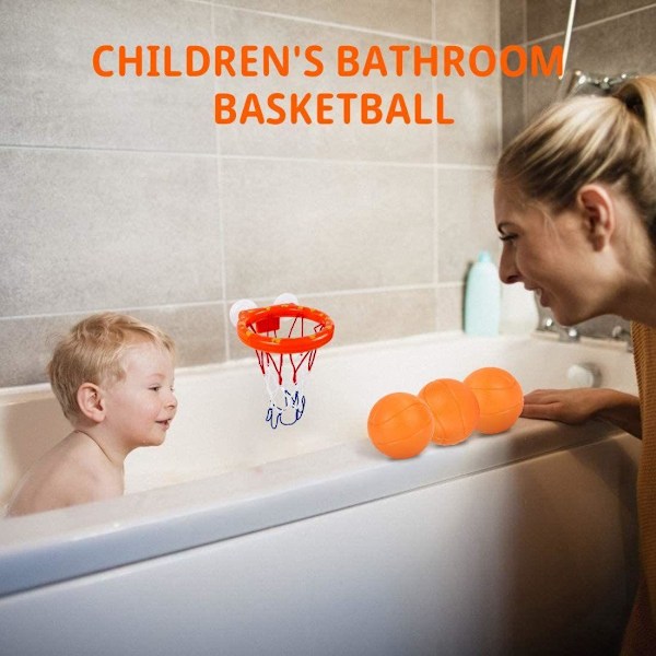 Badleksak, Sugkopp Basketbåge, Baby , Roliga Badleksaker, Badkarleksak Toddler med 3 bollar, Montessori Educational Toy fo