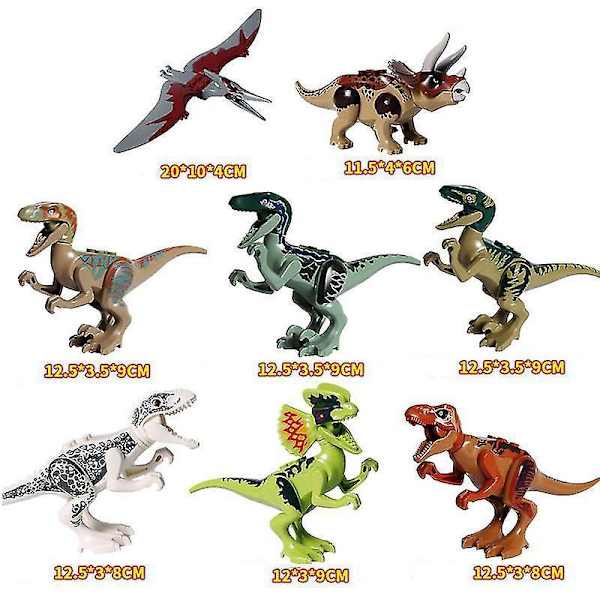 8 stk Dinosaur Byggeklodser Pterosaur Triceratops Tyrannosaurus Rex Børn Samlet Byggeklodser