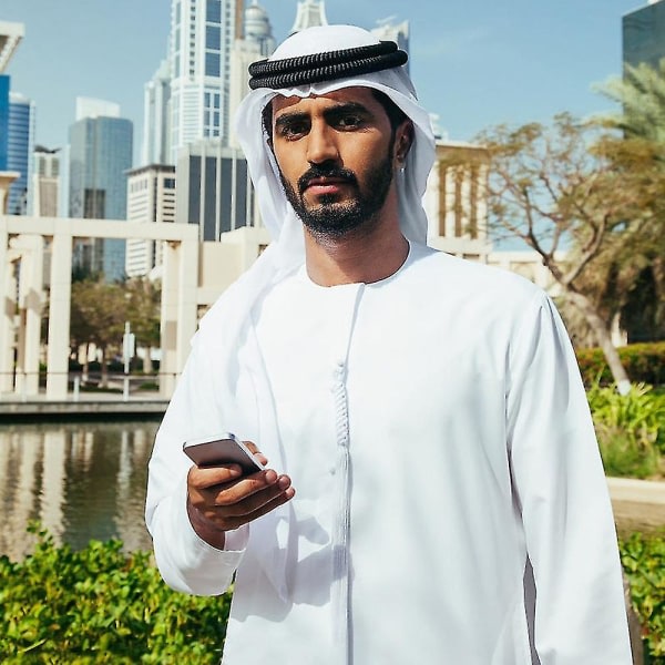 3st Muslimska Män Set Abaya Robe+turban+pannband O-hals Vit Islamisk Saudiarabien Bön Ramadan Kläder Dubai Kaftan Klänning White 54