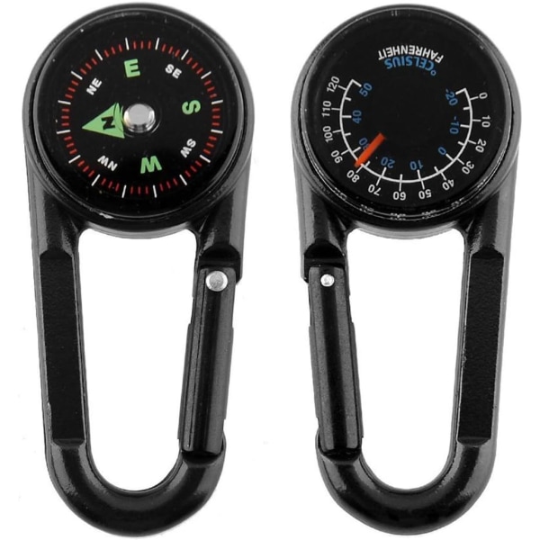 Karbinhake Kompass + Kompass + Termometer, Multifunksjonell Porta