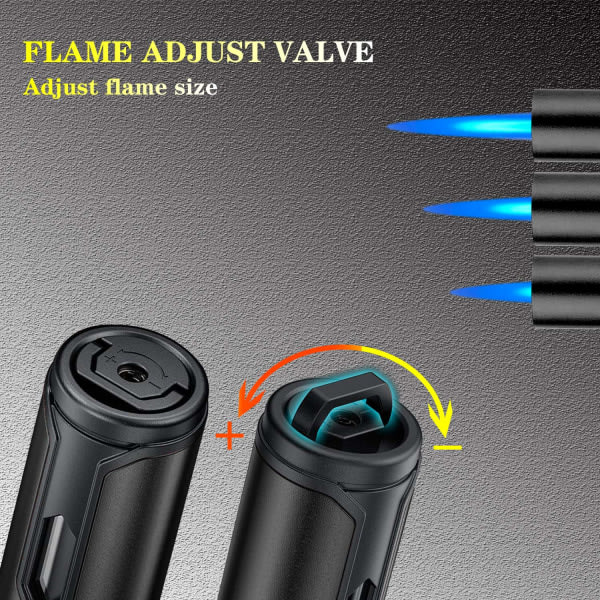 Jet Flame Gas Lighter, genopfyldelig Butan Storm Lighter (sort)