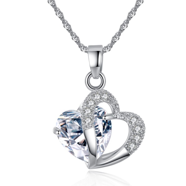 Sterling sølv ametyst lilla hjerte krystal vedhæng halskæde