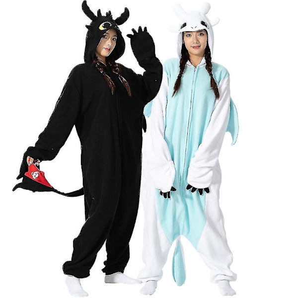 Aikuisten Kigurumi Onesie Sarjakuva Hampaaton Pyjama Aikuisille Naisille Miehille Eläin Pyjama Kotivaatteet Halloween Cosplay Juhlapuku[HK] Valkoinen White S Fit 145-158cm
