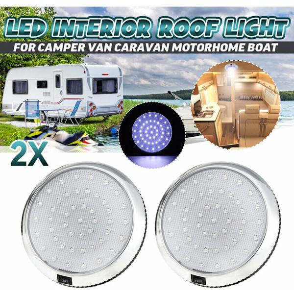 Sopiva asuntovaunulle RV kattovalaisin - Valkoinen valo ympäri kupolivalaisin - Universaali kytkimellä 12V 46 LED (2 kpl)