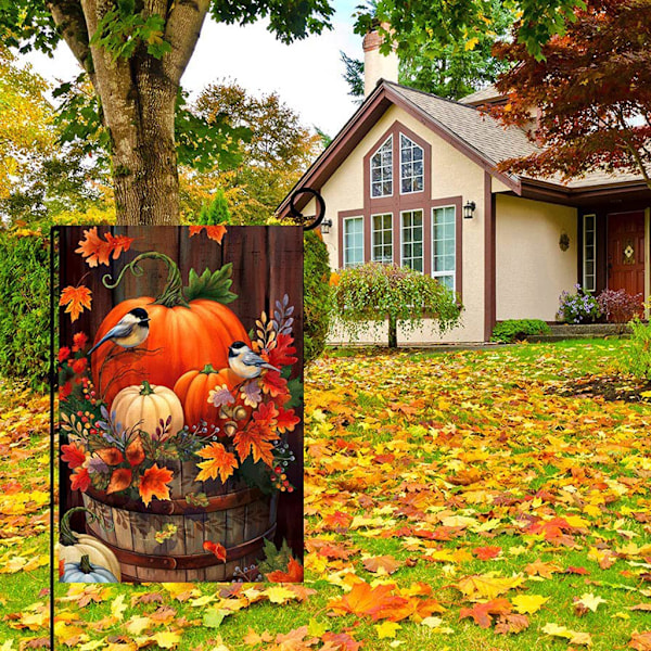 Efterårs Thanksgiving pumpa haveflag 12x18 tommer vertikal dobbeltsidig dekoration