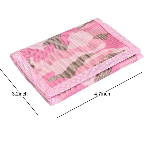 Rfid Wallet Camouflage Wallet Nylon Trifold Punge Til Mænd,mini Trifold Møntpung Med Lynlås Til Børn (Pink) Pink -