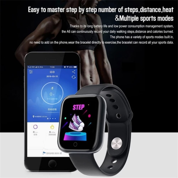 Watch, 1,44 tuuman fitness seurantalaite, jossa on watch, viesti- ja soittomuistutus Watch miehille, naisille, lapsille