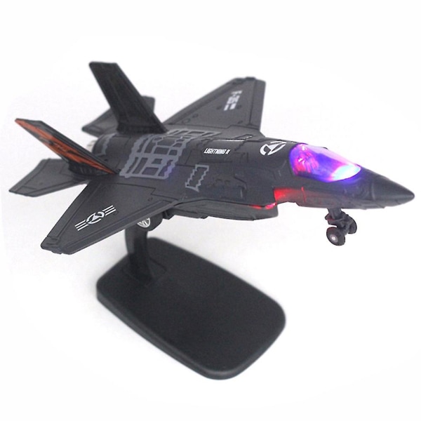 Stor legering tilbagetræknings F-35 jagerfly model musik LED