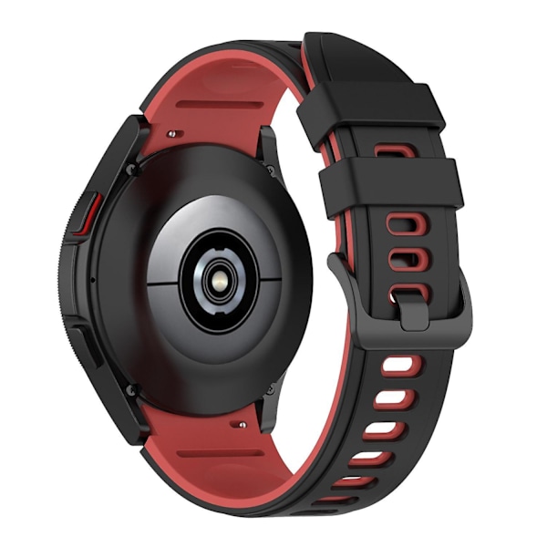 Tvåfärgat silikonarmband för Galaxy Watch4/5/6 40mm 44mm/Watch6 Classic 43mm 47mm/Watch 5 Pro 45mm Black Red