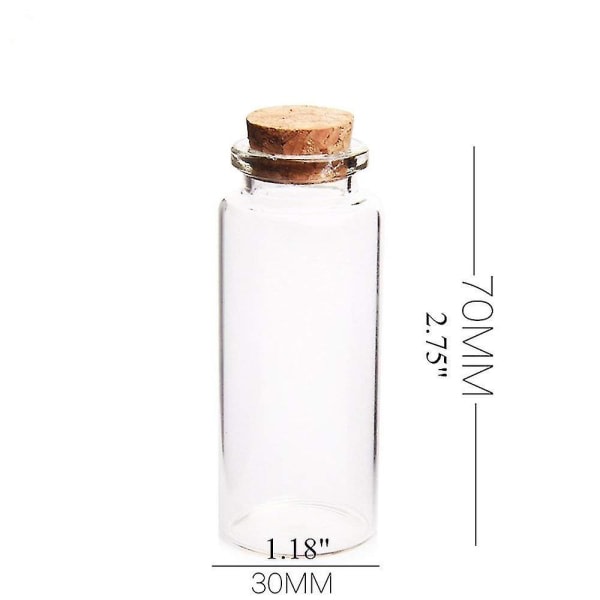 20 stk 30 mm X 70 mm mini glasflasker Krukker med korkprop (30 ml)