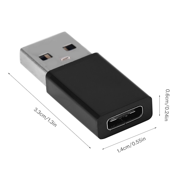 2 kpl USB 3.0 A uros - USB-C 3.1 tyyppi C naaras OTG-tietojen latausadapterimuunnin musta 0.1