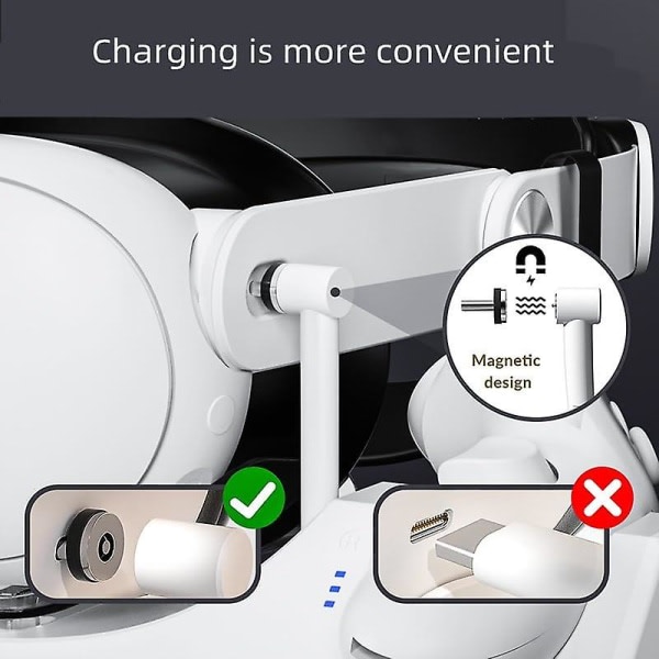 VR-opladningsstativ til Meta Quest 3/oculus Quest 3, ladestationsbase med RGB-lys til Quest 3 VR-headset og controllere