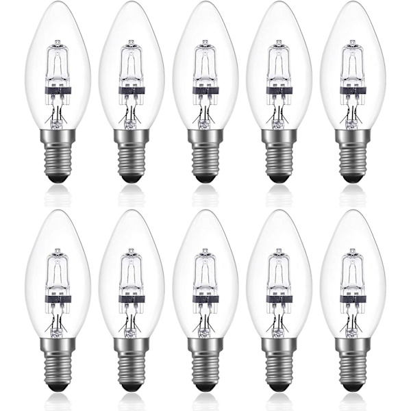 42w E14 C35 Dæmpbar halogenpære Ac 220-240v Varmt hvid 2700k E14 Transparent halogenpære (10 stk) (FMY)