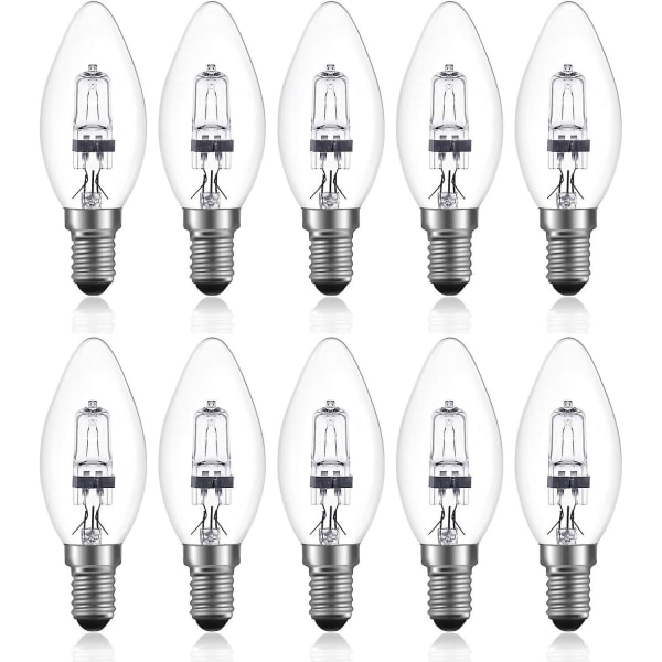 42w E14 C35 Dimbar halogenlampa Ac 220-240v Varmvit 2700k E14 Transparent halogenljuslampa (10st) (FMY)