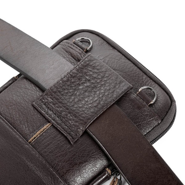 Herr Äkta Läder Mode Telefonväska Bältesväska Axel Crossbody Midjepaket