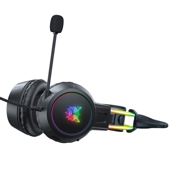 Förtrollande RGB-spelheadset - uppslukande surroundljud, bekväm design och lätt svart kropp