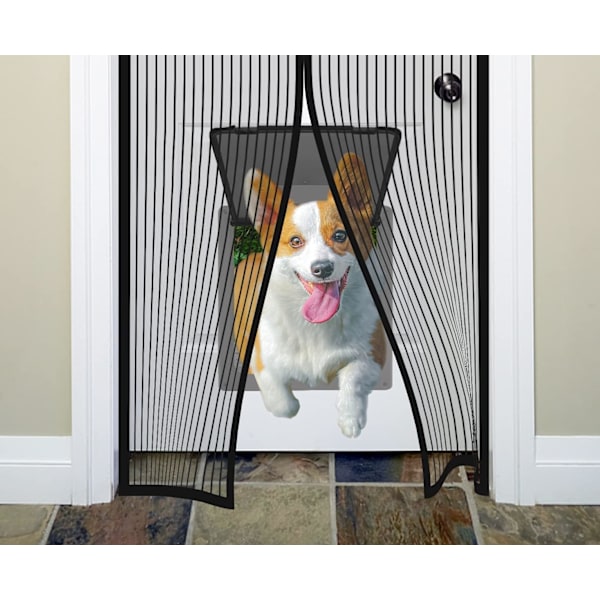 Myggenet Døre Net Gardin Mesh til at holde fluer og insekter ude, Flyscreen franske døre, Dobbeltdøre Magnetiske ScreenFly-døre Black Black 85*210CM