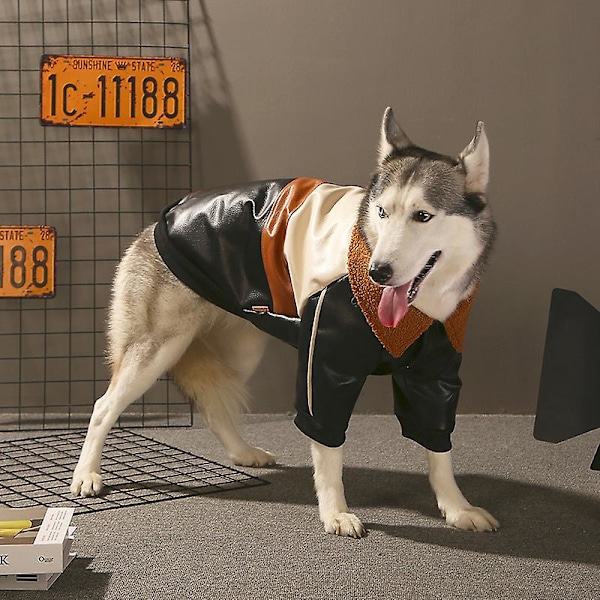 Husdjurskläder Vinter Varma Kläder För Stor Hund Cool Läderjacka Kappa 4XL
