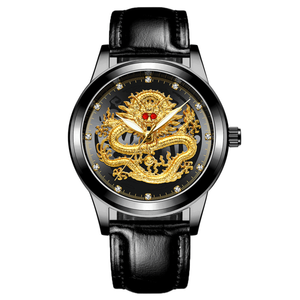 Herr Business Golden Dragons Watch Icke-mekanisk vandtät clock Lämplig for middelålders män K