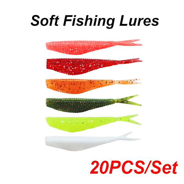 20ST/ Set Mjuka Fiskedrag Mjuka Beten GUL