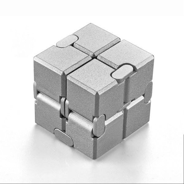 Dekompressionslegetøj Premium Metal Infinity Cube Portable Sort silver