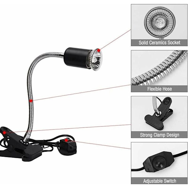 Skildpadde Varmelampe, Vandskildpadde Lampe, Terrarium Varmelampe 25W2, Skildpadde Lampe til Reptiler, Øgler, Slanger, Skildpadder, Longziming