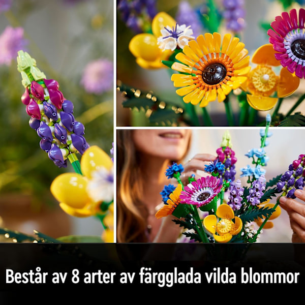 10313 Icons Villikukkakimppu, laventelia ja gerbera sisältäen, Rakennussarja aikuisille, Lahja, Botanical Collection, vuoden 2024 setti