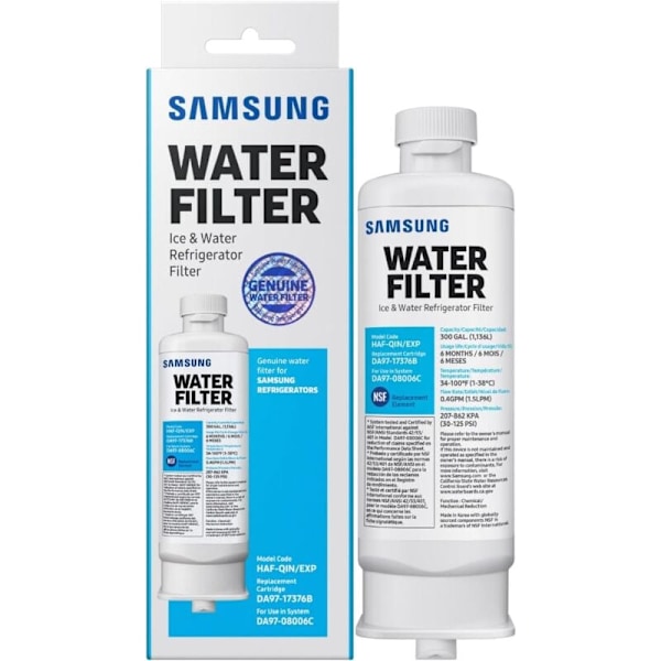 DA97-17376B Kjøleskapsvannfilter Kompatibel med Samsung HAF-QIN/EXP, HAF-QIN, DA97-08006C, RF28R7351Xenon, RF23M8070backpack, WS645A (1 stk) KLB