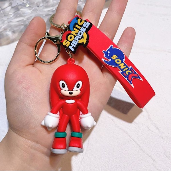 Sonic nyckelring 3D-figur för män och kvinnor - söt plånbok, ryggsäck, väska och bilhängsdekoration Red