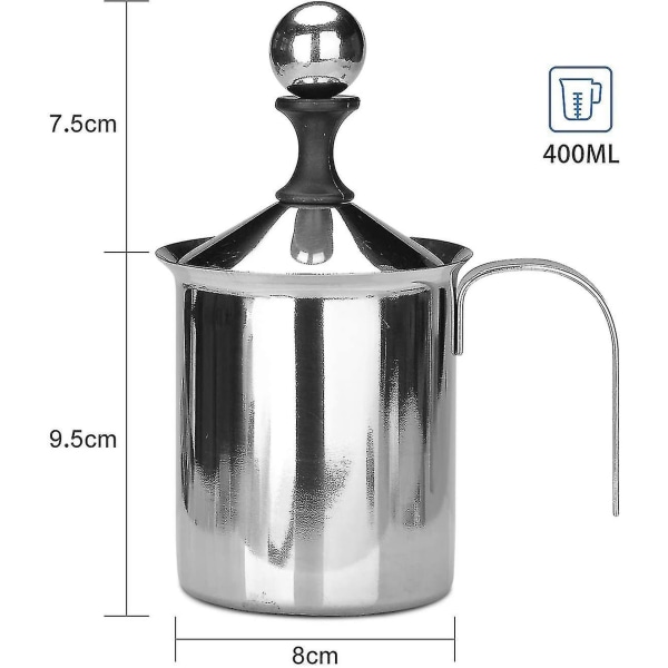 400 ml manuel mælkeskummer i rustfrit stål