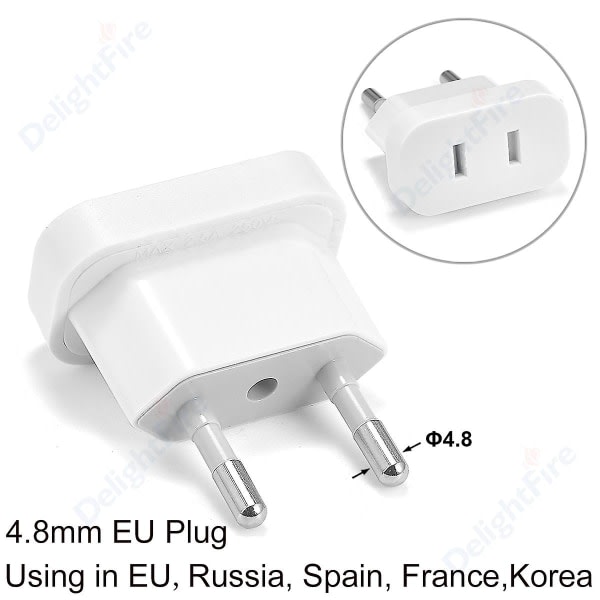 Usa to Eu Plug Adapter Usa to European Adapter Power Converter Matkasovitin Usa Eu Converter Virtapistorasia AC pistorasia 4,8mm valkoinen 1kpl