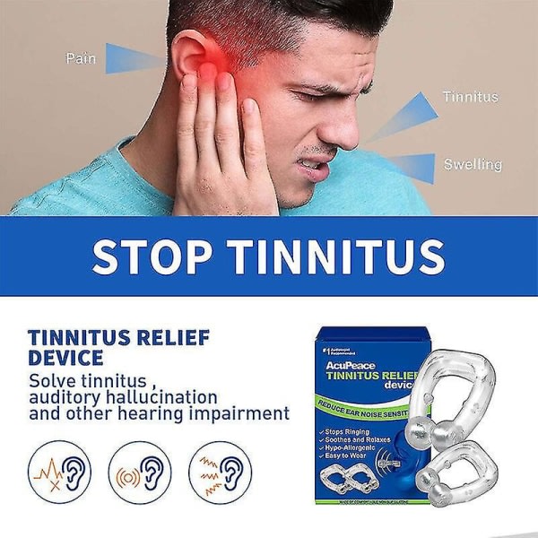 2x Tinnitus Relief Device for ringande öron Sluta ringa i öron för män kvinnor